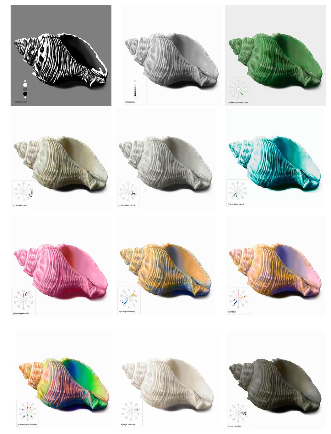 Shell color study, created in Photoshop